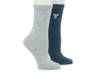 Embroidered Women's Crew Socks - 2 Pack Blue/Grey view
