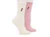 Embroidered Women's Crew Socks - 2 Pack Pink/Off White view