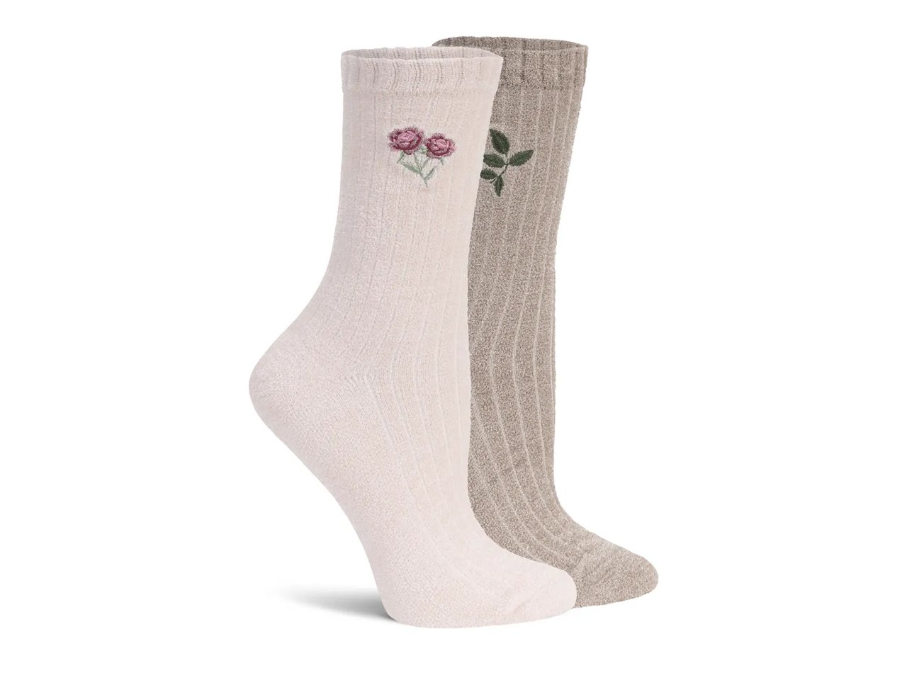 Embroidered Women's Crew Socks - 2 Pack
