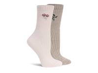 Embroidered Women's Crew Socks - 2 Pack Light Pink/Tan view