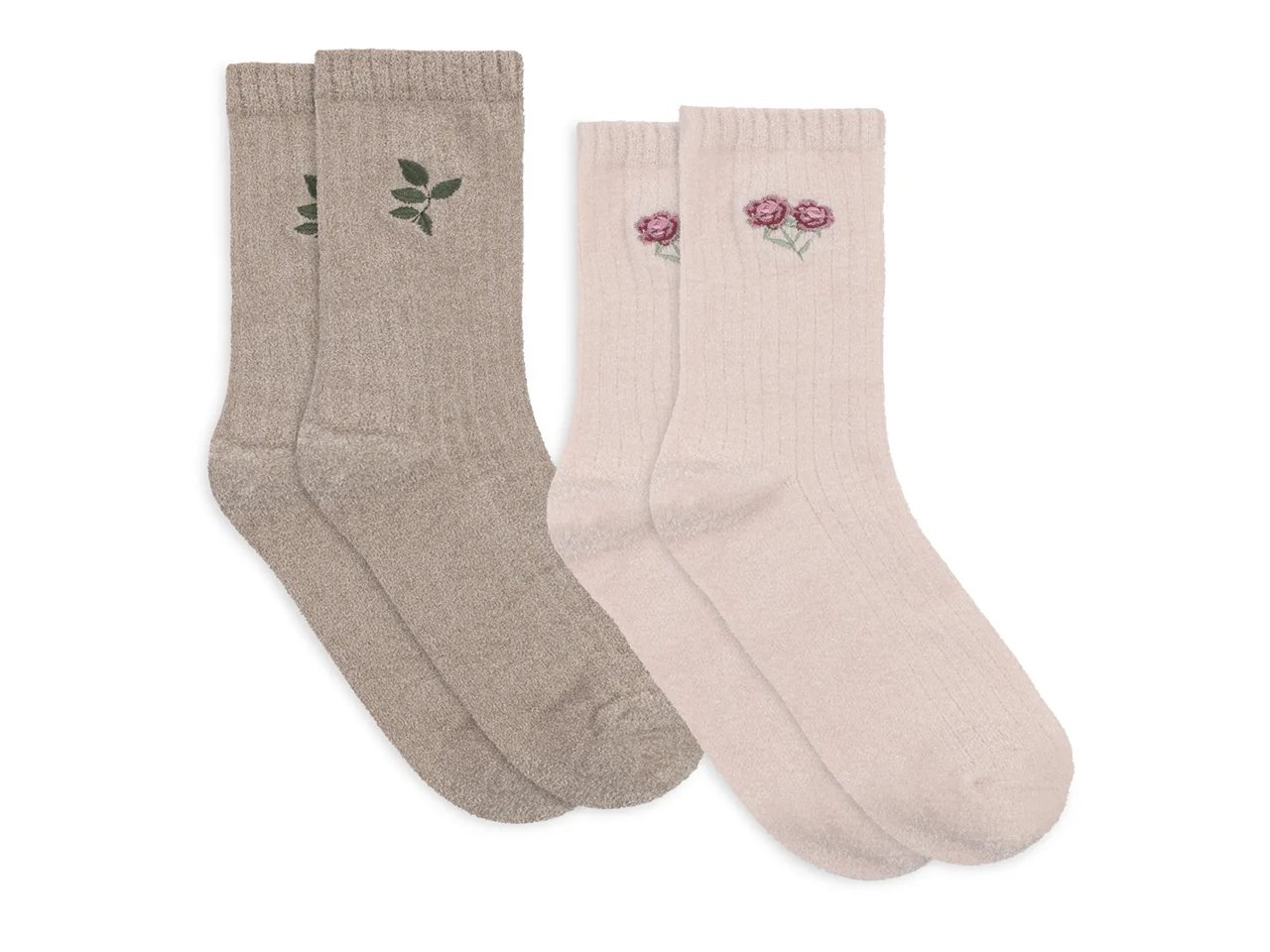 Embroidered Women's Crew Socks - 2 Pack