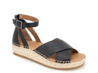 Leon Espadrille Wedge Sandal Black Leather view