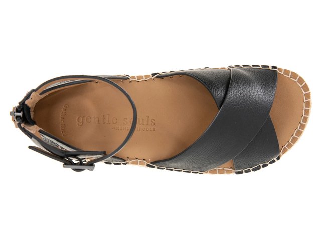 (取寄) ジェントル ソウルズ バイ ケネスコール レディース レオン Gentle Souls by Kenneth Cole women Leon Ashley Blue Suede Gentle Souls by Kenneth Cole Leon Espadrille Wedge Sandal - Free