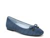 Klara Flat Denim Blue Croc Print Suede view