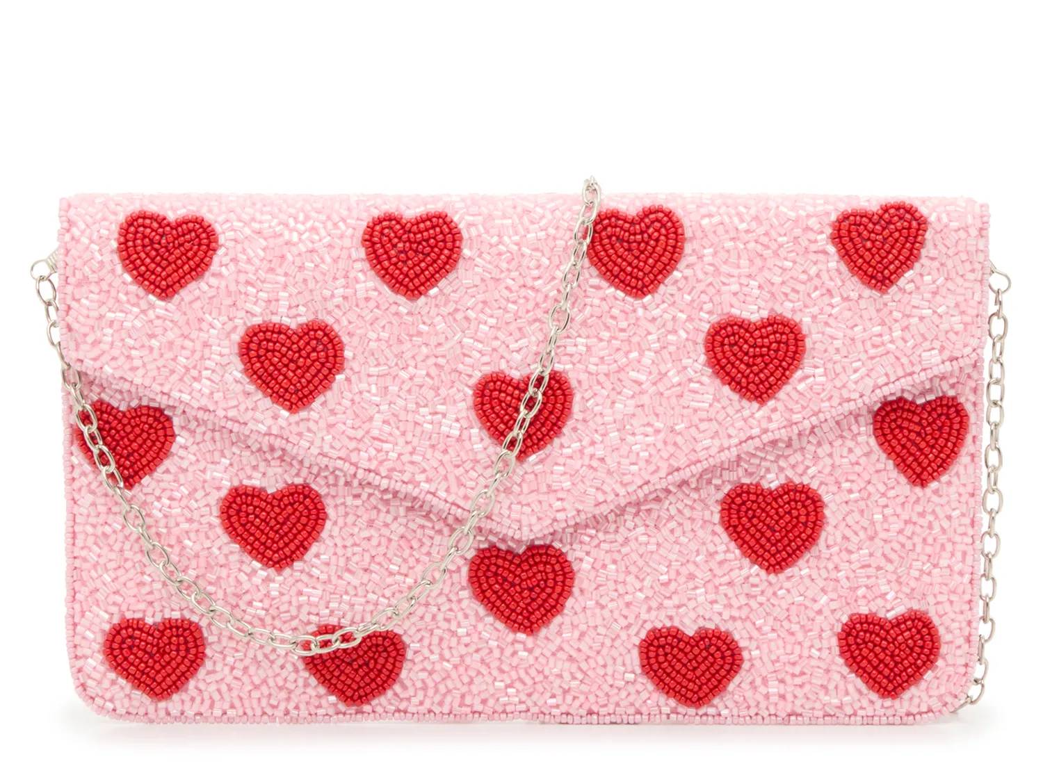 Hearts Beaded Envelope Clutch