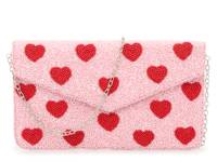 Hearts Beaded Envelope Clutch Light Pink view