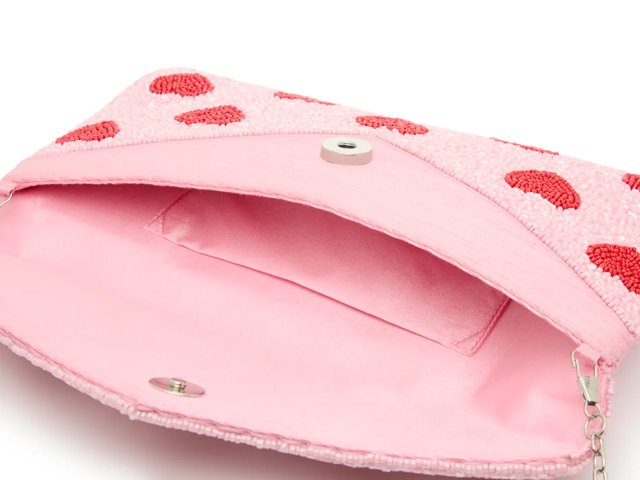 Hearts Beaded Envelope Clutch