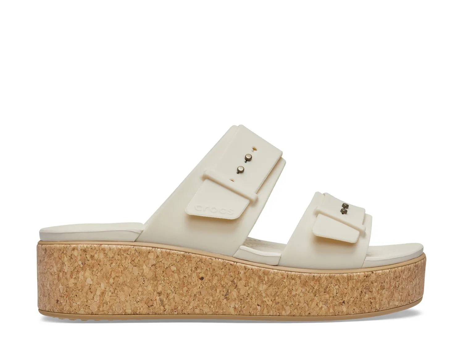 Featuring the women's Crocs Brooklyn Cork Buckle Wedge Sandal. Click to shop this shoe.