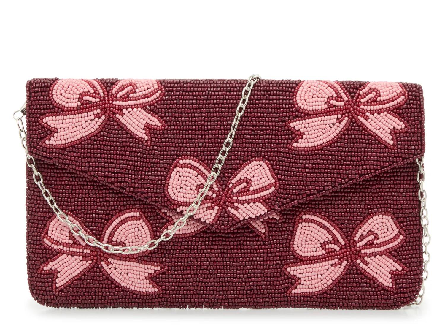 Bow Beaded Envelope Clutch