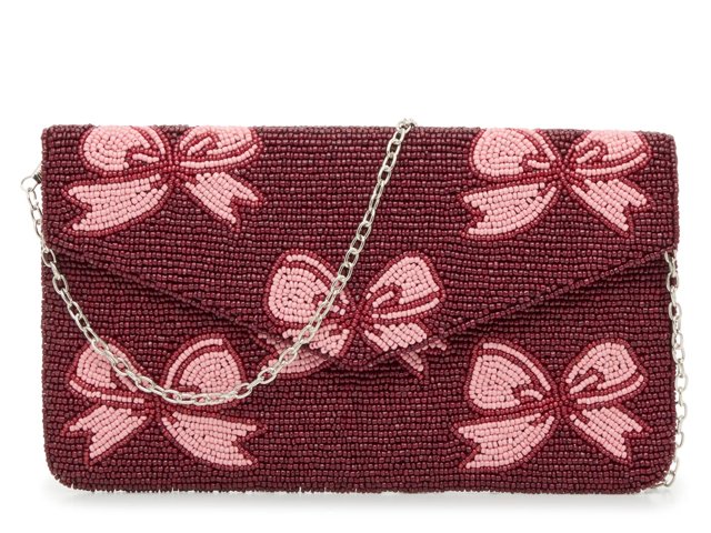 Bow Beaded Envelope Clutch