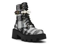 Jonnie Platform Bootie Black/White Plaid Print Sequin view