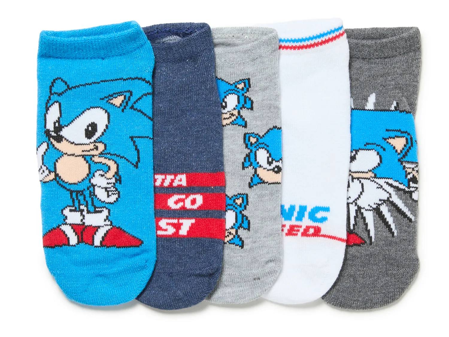 Sonic The Hedgehog Kids' No Show Socks - 5 Pack