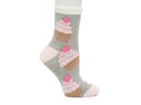 Cozy Lodge Cupcake Women's Crew Socks Grey/Multicolor view