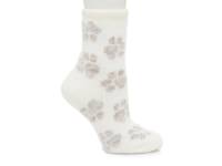 Cozy Lodge Mink Paw Print Cream Women's Crew Socks Cream view