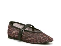 Greta Ballet Flat Black/Brown Leopard Print Fabric view