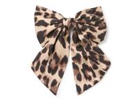 Leopard Satin Hair Bow Brown/Beige Leopard Print view