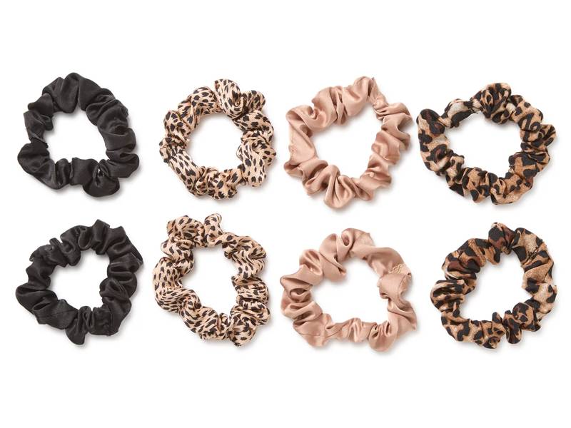 Animal Print Mini Scrunchies Set - 8 Pack