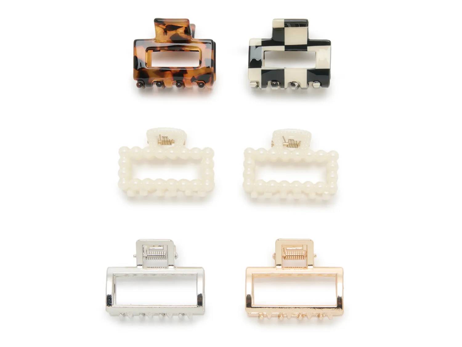 Square Mini Claw Hair Clip Set - 6 Pack