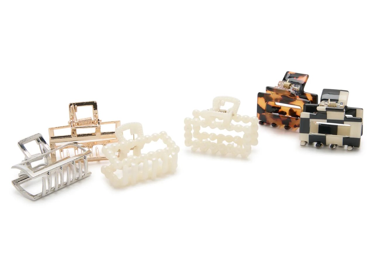 Square Mini Claw Hair Clip Set - 6 Pack