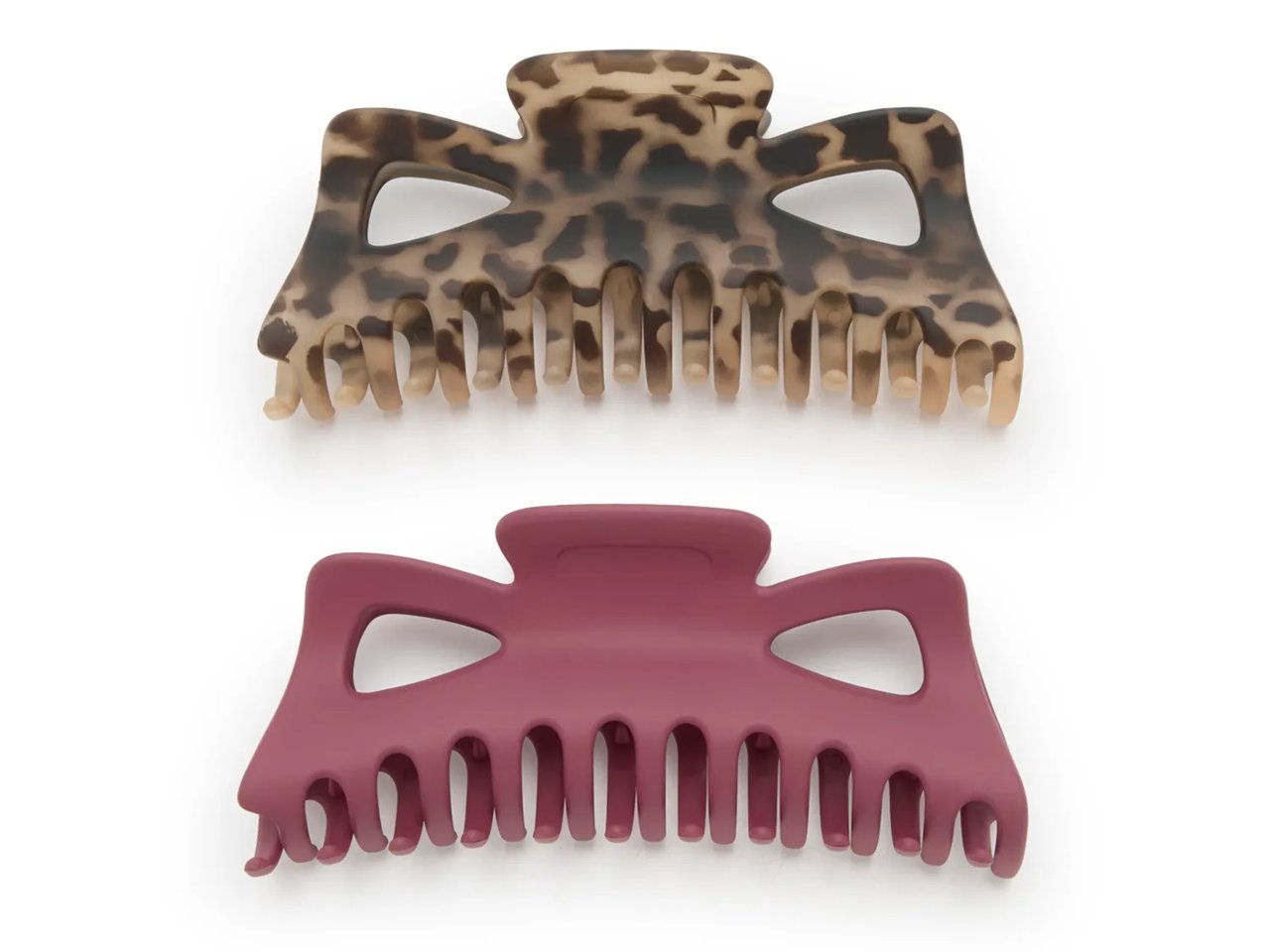 Animal Print & Burgundy Claw Hair Clip Set - 2 Pack