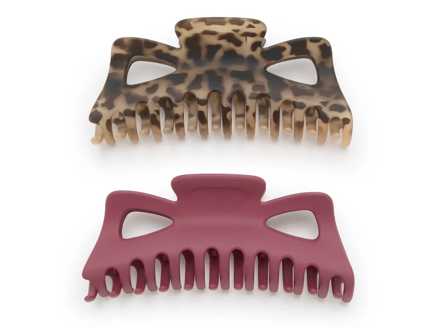 Animal Print & Burgundy Claw Hair Clip Set - 2 Pack