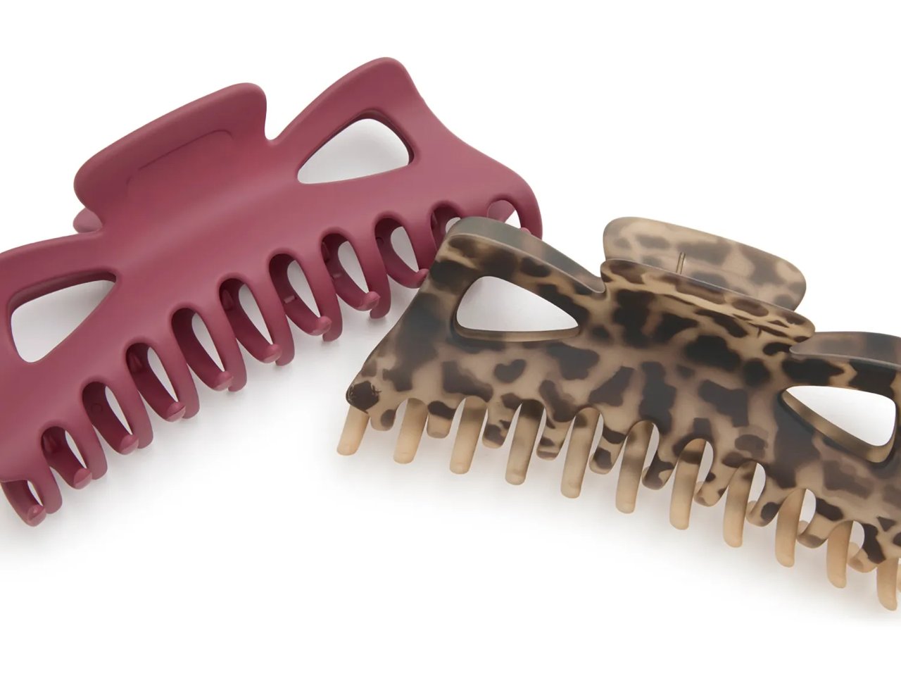 Animal Print & Burgundy Claw Hair Clip Set - 2 Pack