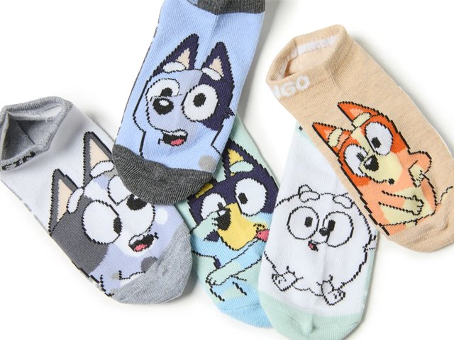 Bluey Kids' No Show Socks - 5 Pack