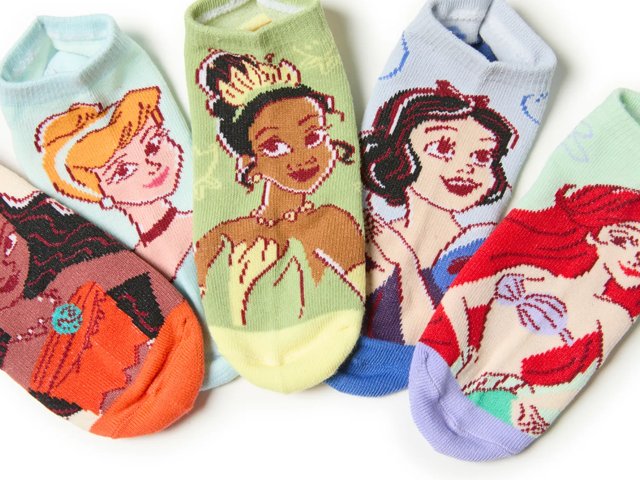 Disney Princess Kids' No Show Socks - 5 Pack