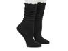 Ribbed Ruffle Slouch Women's Crew Socks - 2 Pack Black view