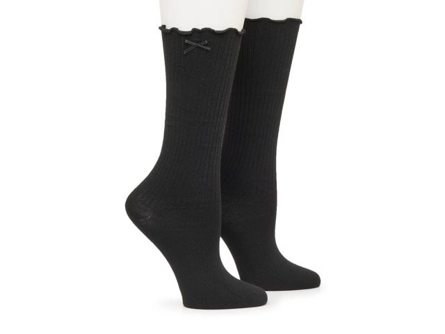 Ribbed Ruffle Slouch Women's Crew Socks - 2 Pack