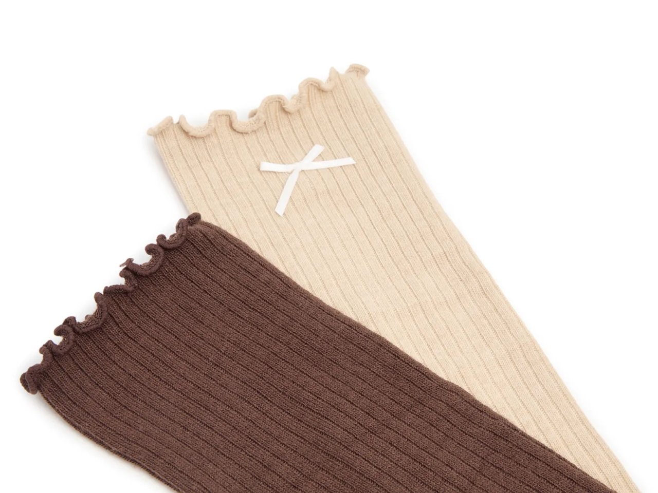 Ribbed Ruffle Slouch Women's Crew Socks - 2 Pack