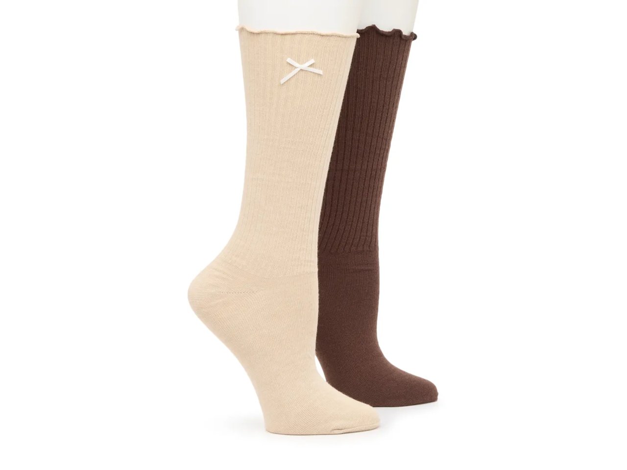 Ribbed Ruffle Slouch Women's Crew Socks - 2 Pack