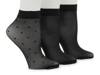 Sheer Dot Women's Ankle Sock Set - 3 Pack Black view