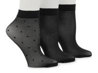 Sheer Dot Women's Ankle Sock Set - 3 Pack Black view