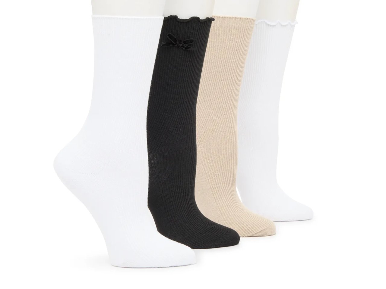 Ribbed Ruffle Women's Crew Socks - 4 Pack