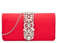 Crystal Satin Clutch Red view