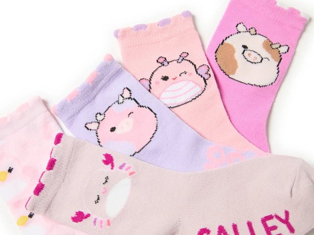 Squishmallow Kids' Crew Socks - 5 Pack