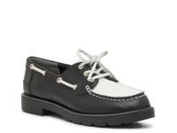 Fay Boat Loafer Black/White Leather view