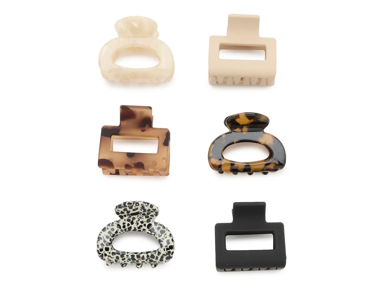 Mini Square Claw Hair Clip Set - 6 Pack