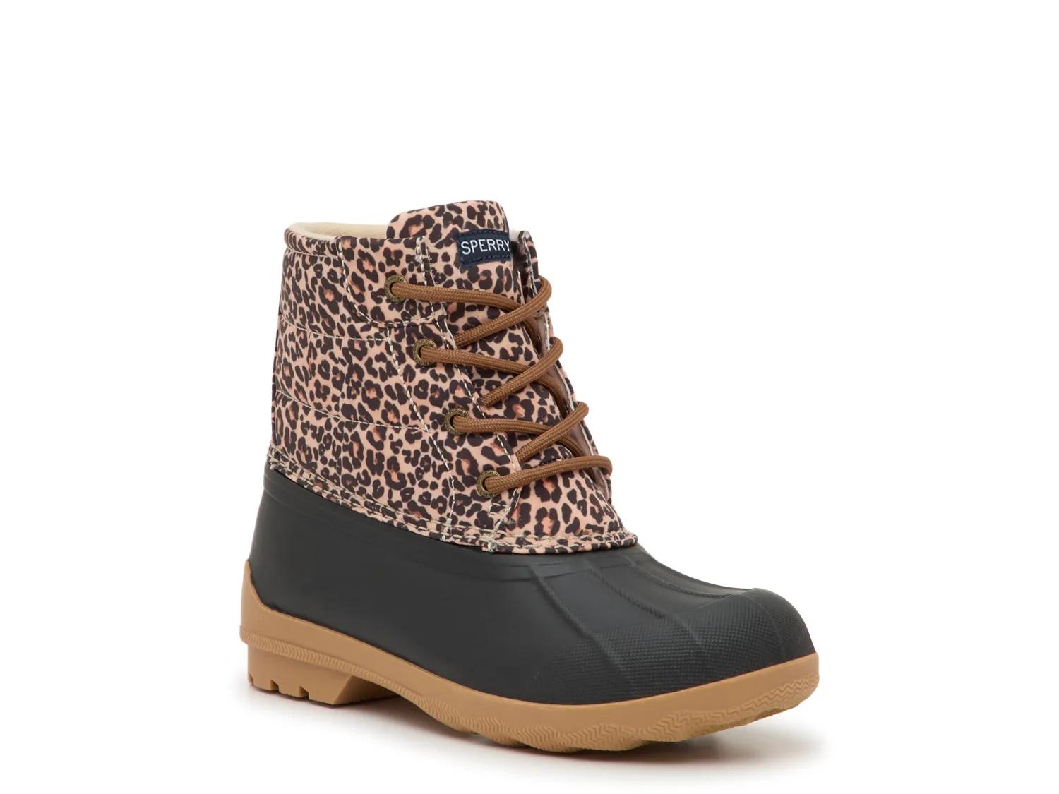 Sperry Port Duck Boot Kids' In Black/brown Leopard Print