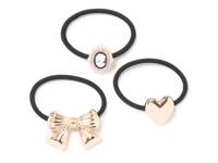 Cameo Metal Hair Tie Set - 3 Pack Black/Gold Metallic view