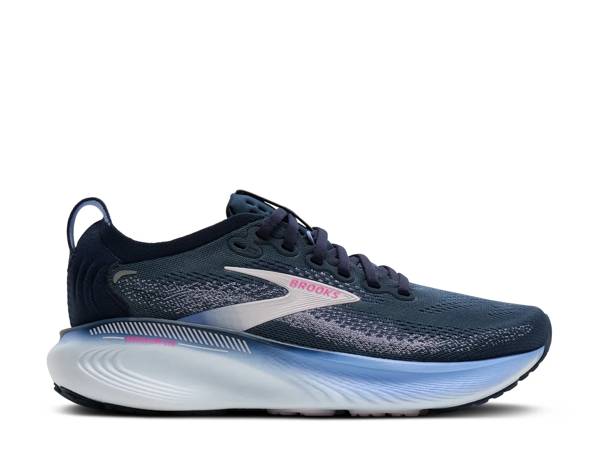 Featuring a blue Brooks sneaker.