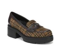 Lumos Platform Loafer Olive Green Houndstooth Print Suede view