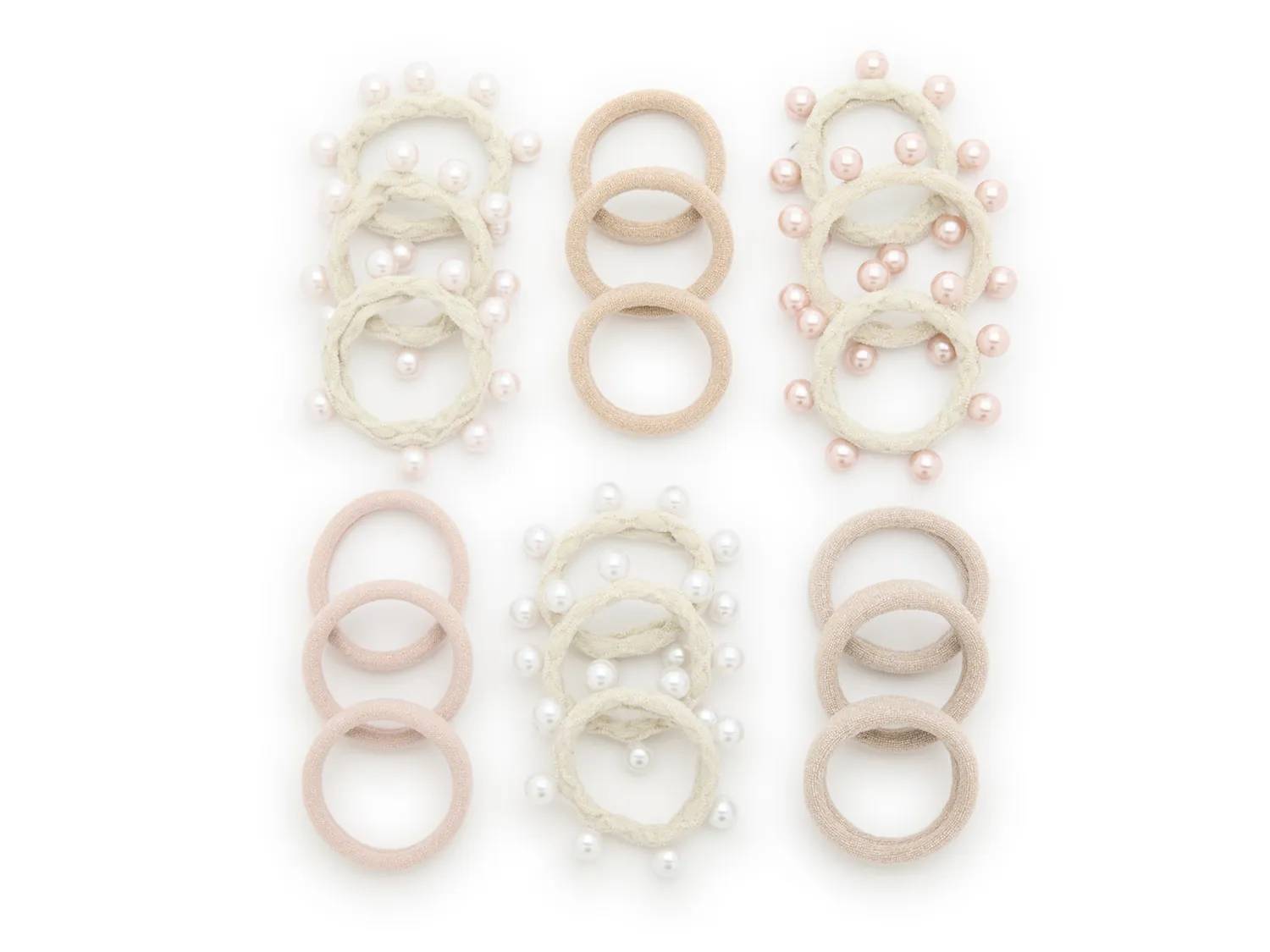 Faux Pearl Hair Tie Set - 20 Pack