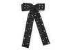 Plaid Faux Pearl Bow Hair Clip Black/White view