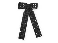 Plaid Faux Pearl Bow Hair Clip Black/White view