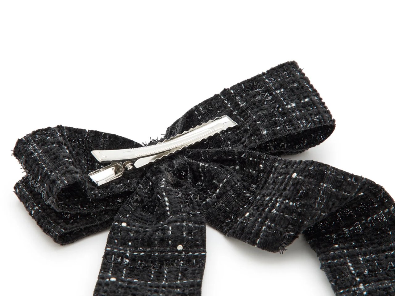 Plaid Faux Pearl Bow Hair Clip