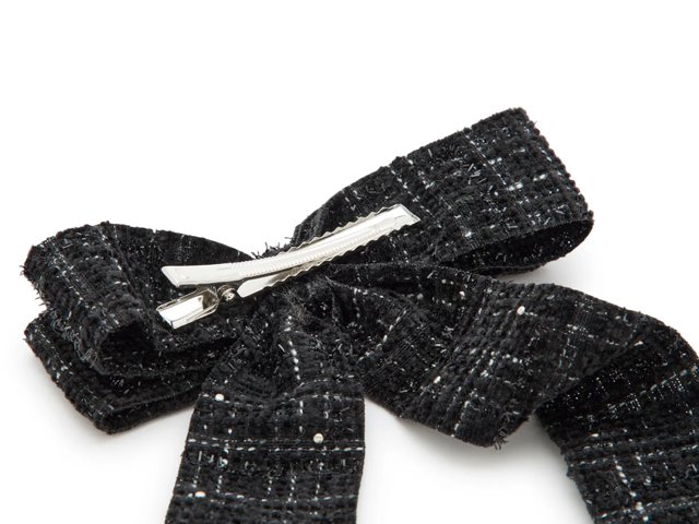 Plaid Faux Pearl Bow Hair Clip