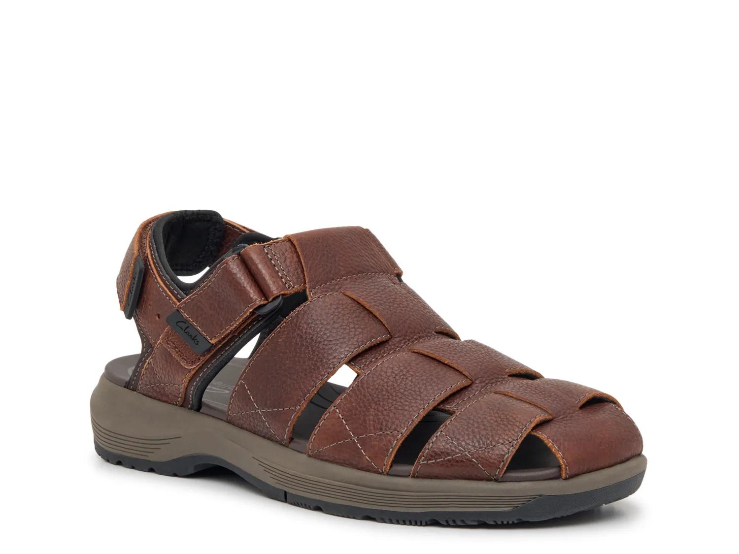 MENS CLARKS BRIXBY COVE BROWN LEATHER STRAP COMFORTABLE FISHERMAN SANDALS 13 Amazon.com | Clarks Men main image 3