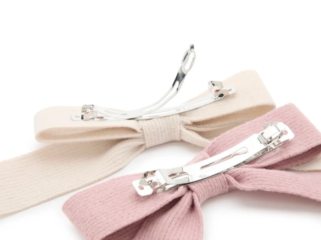 Ribbed Sweater Bow Hair Clip Set - 2 Pack